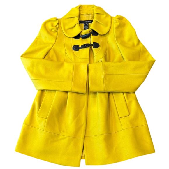 French Connection Dijonnaise Wool-Cashmere Kinickie Toggle Swing Coat Size 2 - Picture 2 of 9